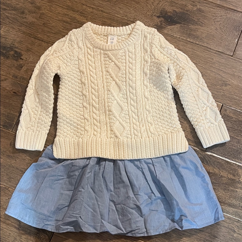 GAP Cream Cable Knit Sweater Dress